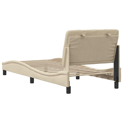 Bettgestell ohne Matratze Creme 80x200 cm Stoff