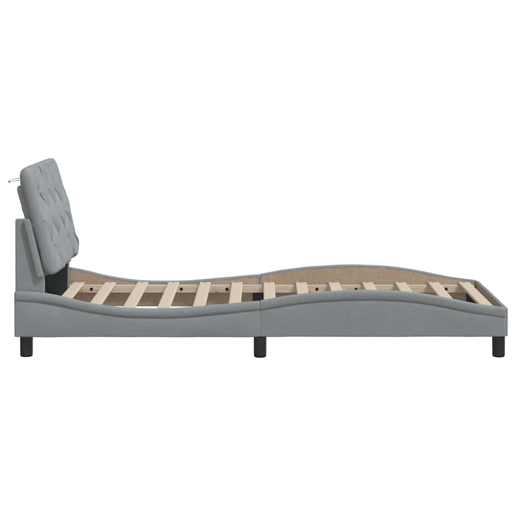 Bettgestell ohne Matratze Hellgrau 90x190 cm Stoff