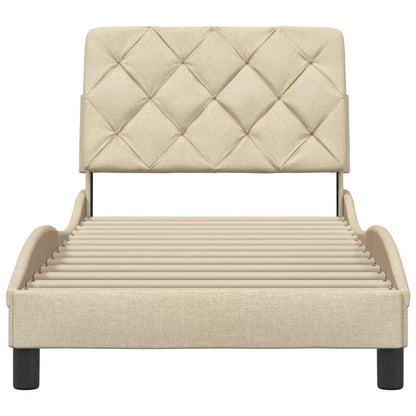 Bettgestell ohne Matratze Creme 90x200 cm Stoff