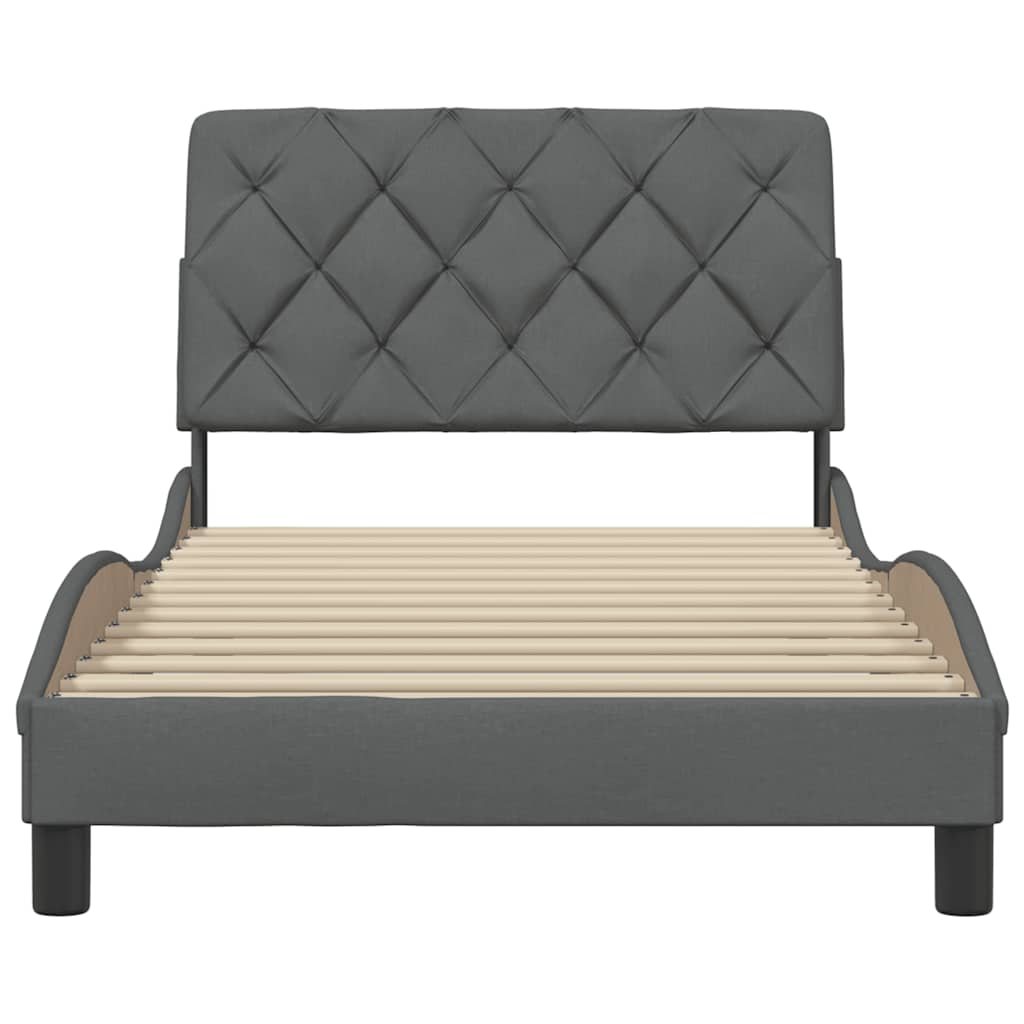 Bettgestell ohne Matratze Dunkelgrau 100x200 cm Stoff