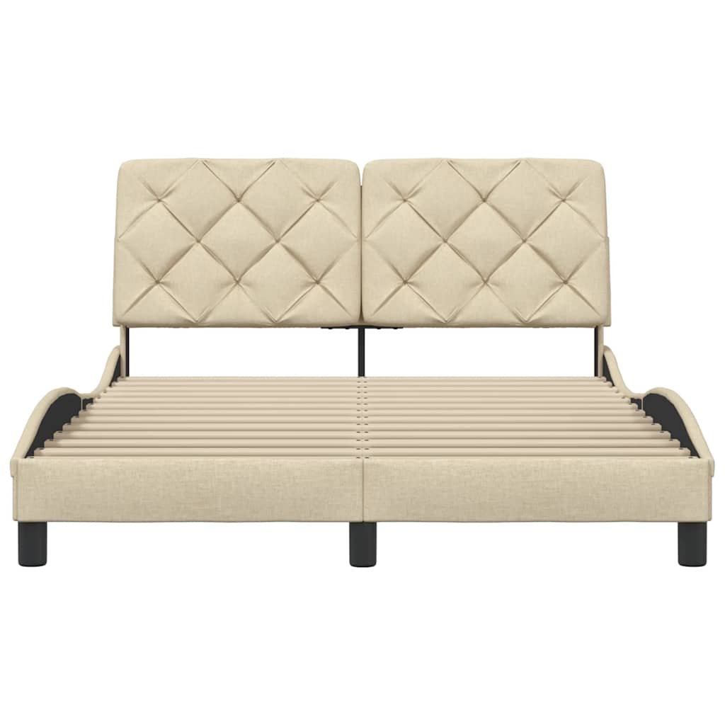 Bettgestell ohne Matratze Creme 120x200 cm Stoff