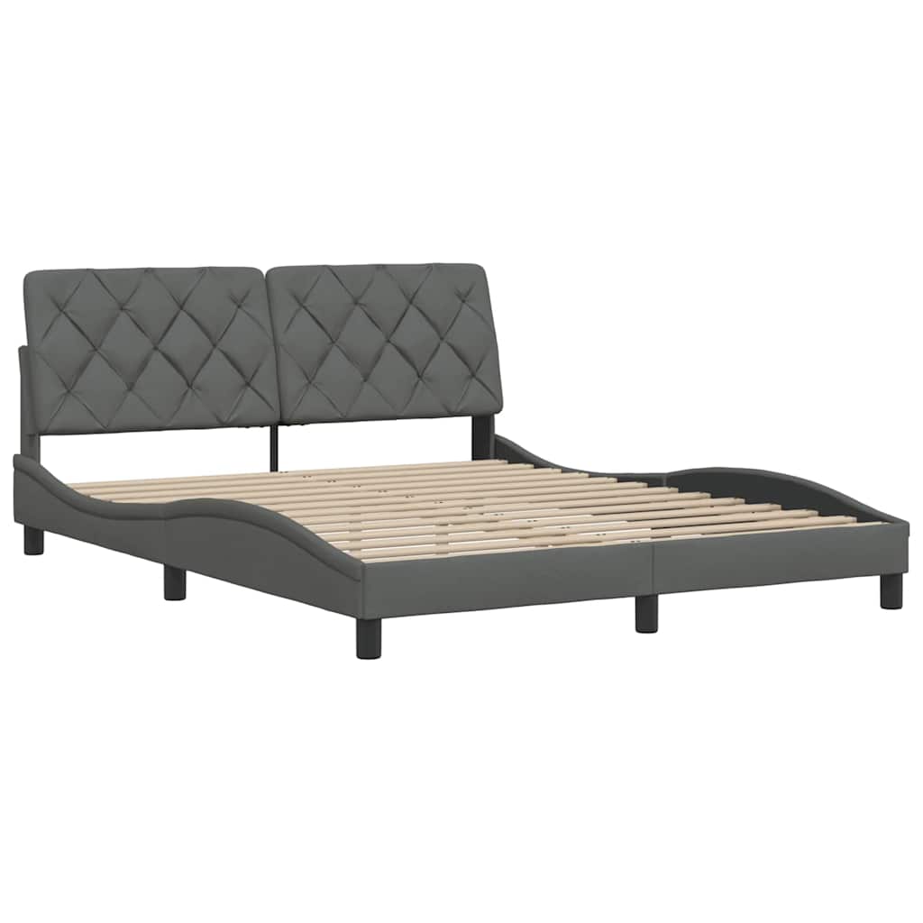 Bettgestell ohne Matratze Dunkelgrau 160x200 cm Stoff