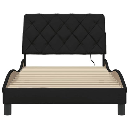 Bettgestell mit LED ohne Matratze Schwarz 100x200 cm Stoff