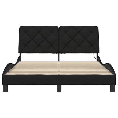 Bettgestell mit LED ohne Matratze Schwarz 120x200 cm Stoff