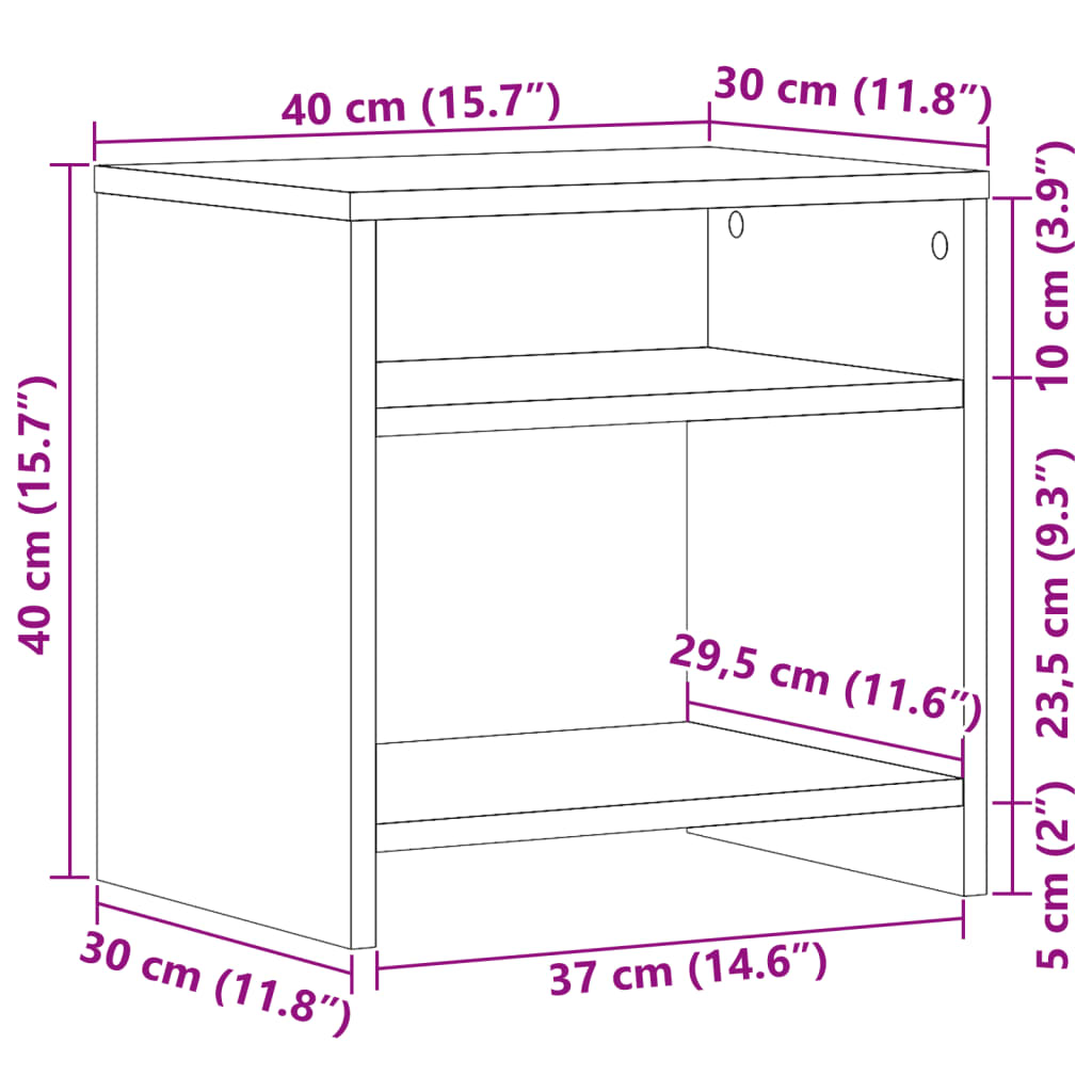 Nachttisch Altholz-Optik 40x30x40 cm Holzwerkstoff