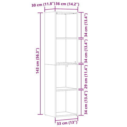 Bücherregal Altholz-Optik 36×30×143 cm Holzwerkstoff