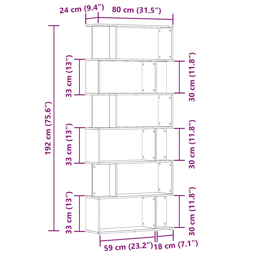 Bücherregal Altholz-Optik 80x24x192 cm Holzwerkstoff