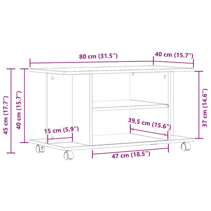 TV-Regal mit Rollen Altholz-Optik 80x40x45 cm Holzwerkstoff