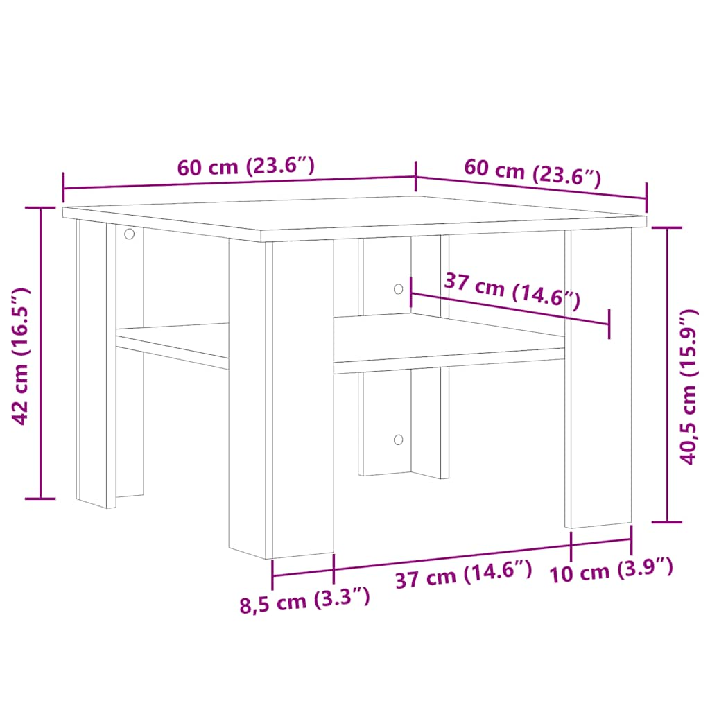 Couchtisch Altholz-Optik 60x60x42 cm Holzwerkstoff