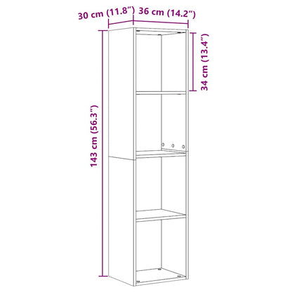 Bücherregal/TV-Schrank Altholz-Optik 36x30x143 cm Holzwerkstoff