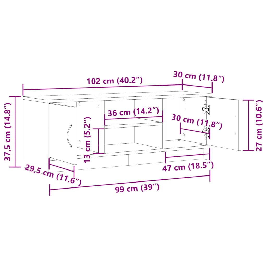 TV-Schrank Altholz-Optik 102x30x37,5 cm Holzwerkstoff