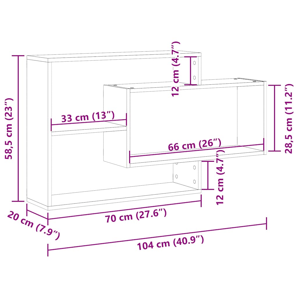 Wandregal Altholz-Optik 104x20x58,5 cm Holzwerkstoff