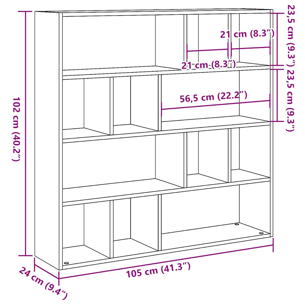 Bücherregal/Raumteiler Altholz-Optik 105x24x102 cm