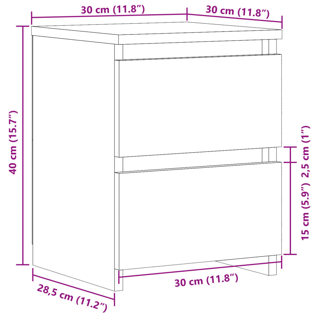 Nachttische 2 Stk. Altholz-Optik 30×30×40 cm Holzwerkstoff