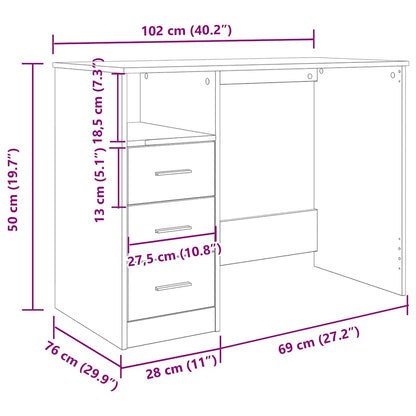 Schreibtisch Altholz-Optik 102x76x50 cm Holzwerkstoff