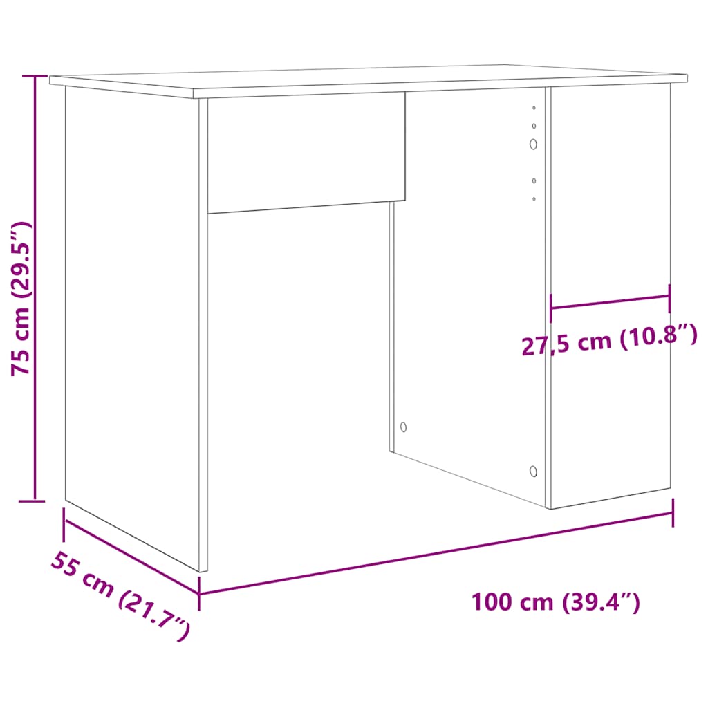 Schreibtisch Altholz-Optik 100x55x75 cm Holzwerkstoff