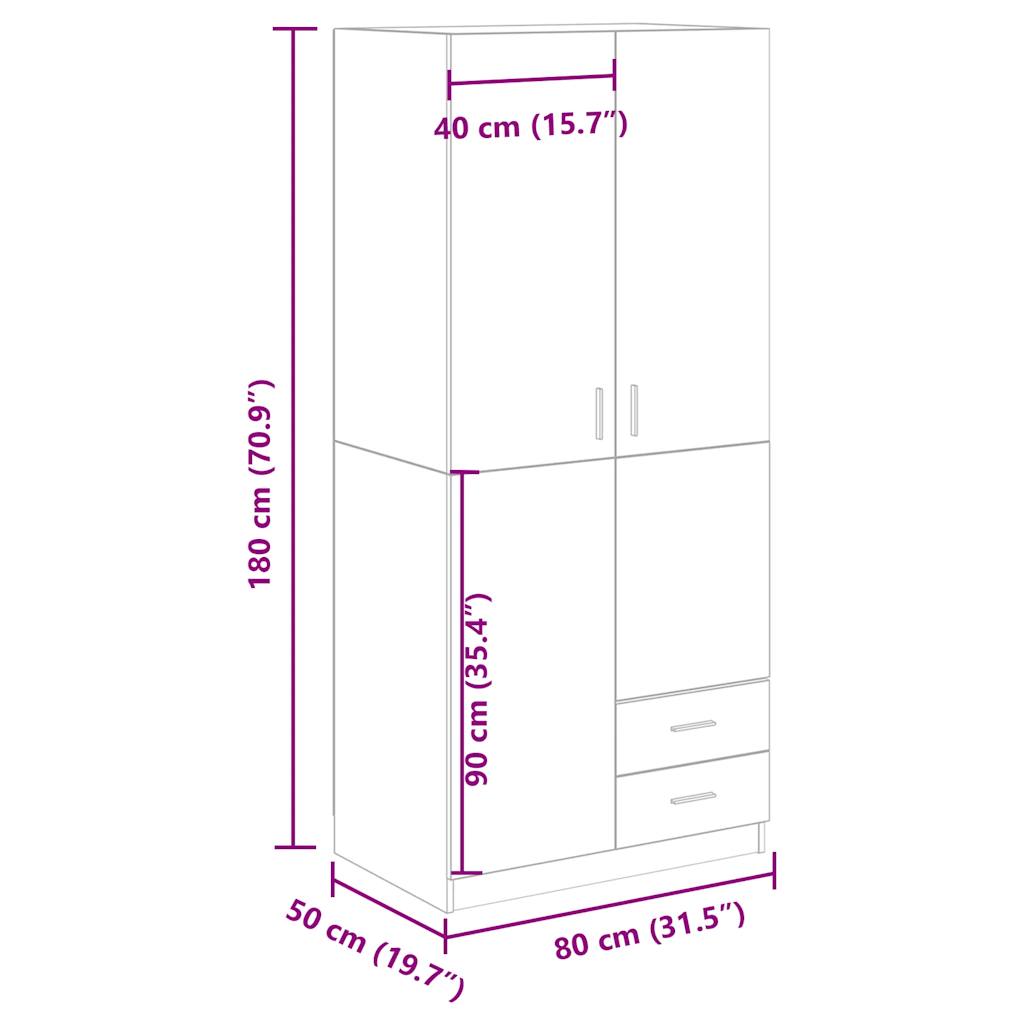 Kleiderschrank Altholz-Optik 80x52x180 cm Holzwerkstoff