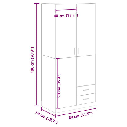 Kleiderschrank Altholz-Optik 80x52x180 cm Holzwerkstoff