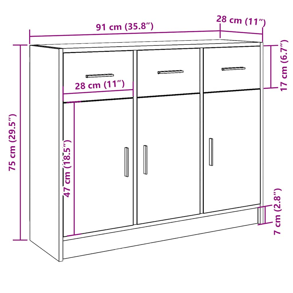 Sideboard Altholz-Optik 91x28x75 cm Holzwerkstoff