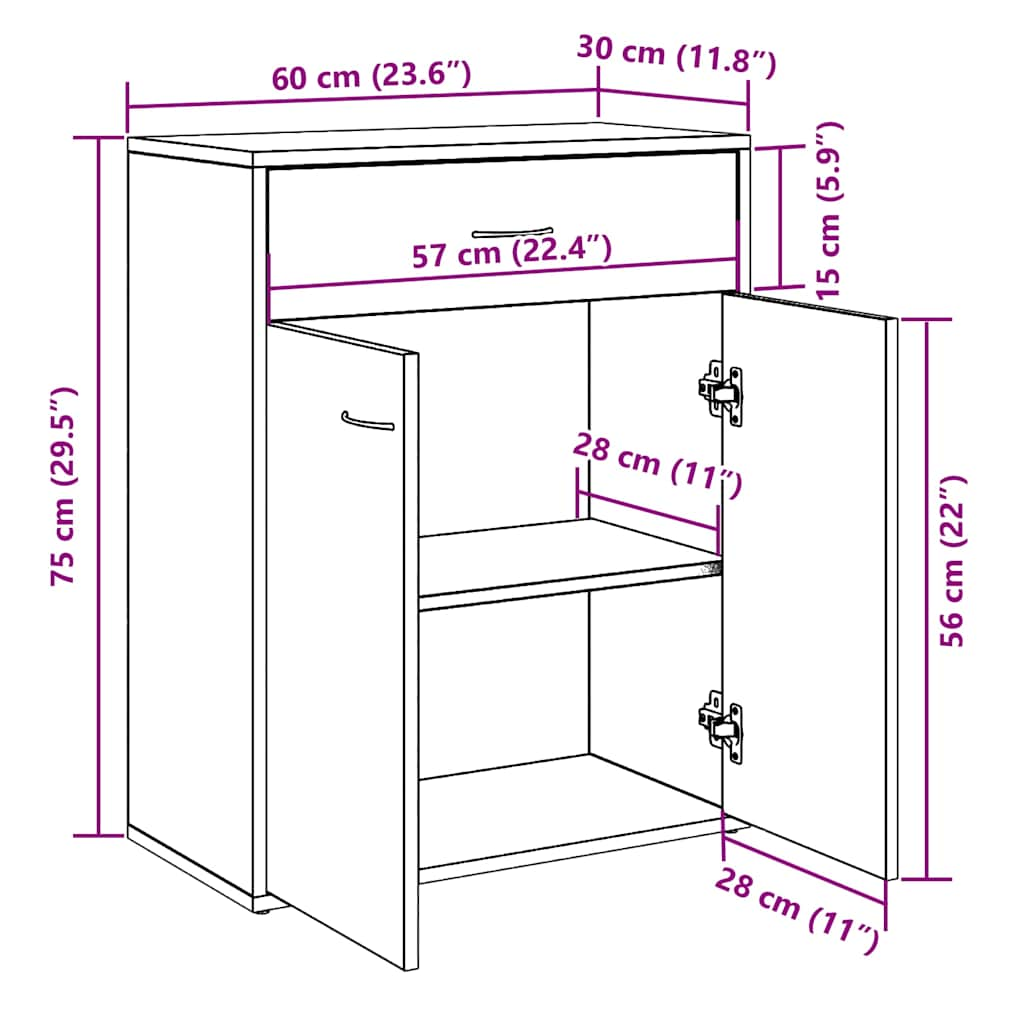 Sideboard Altholz-Optik 60x30x75 cm Holzwerkstoff