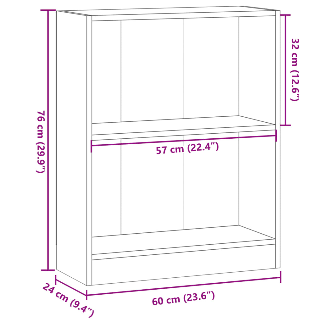 Bücherregal Altholz-Optik 60x24x76 cm Holzwerkstoff