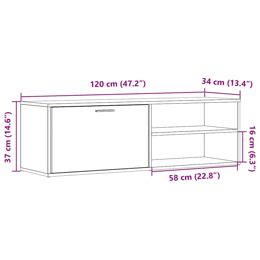 TV-Schrank Altholz-Optik 120x34x37 cm Holzwerkstoff