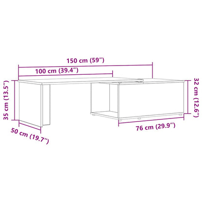 Couchtisch Altholz-Optik 150x50x35 cm Holzwerkstoff