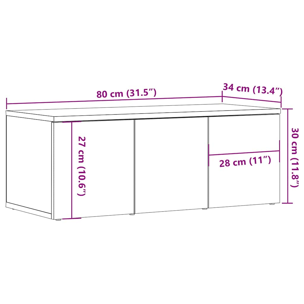 TV-Schrank Altholz-Optik 80x34x30 cm Holzwerkstoff