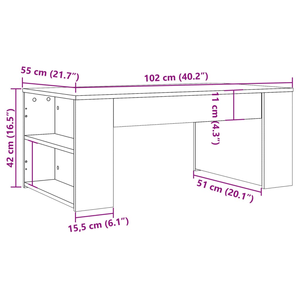 Couchtisch Altholz-Optik 102x55x42 cm Holzwerkstoff