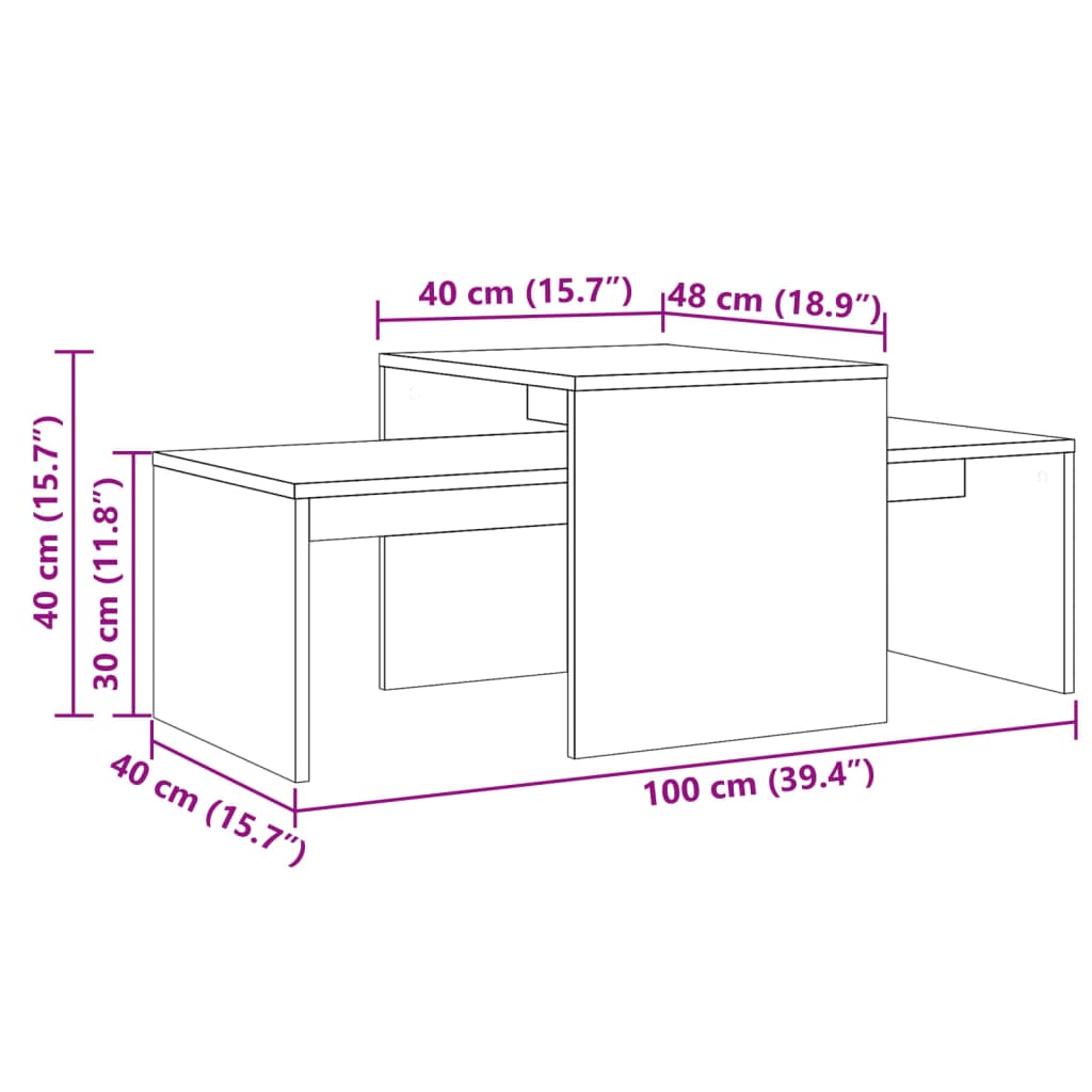 Couchtisch Altholz-Optik 100x48x40 cm Holzwerkstoff