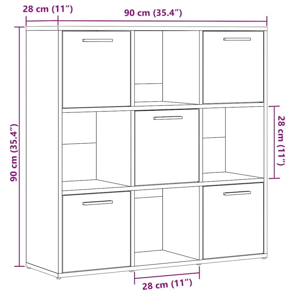 Bücherregal Altholz-Optik 90x28x90 cm Holzwerkstoff