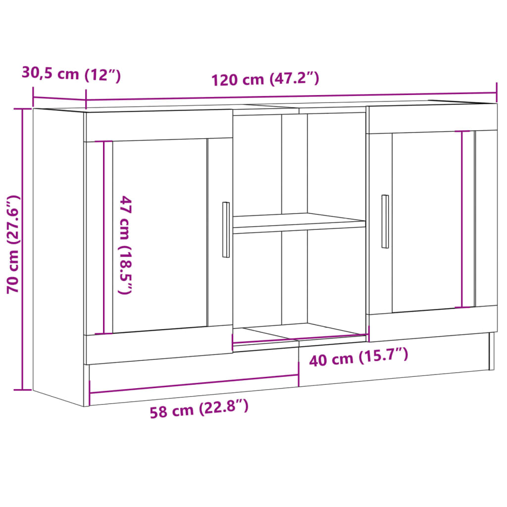 Sideboard Artisan-Eiche 120x30,5x70 cm Holzwerkstoff