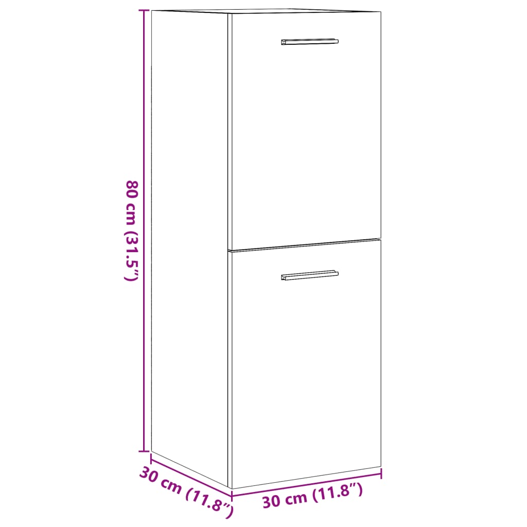 Bad-Hängeschrank Altholz-Optik 30x30x80 cm Holzwerkstoff