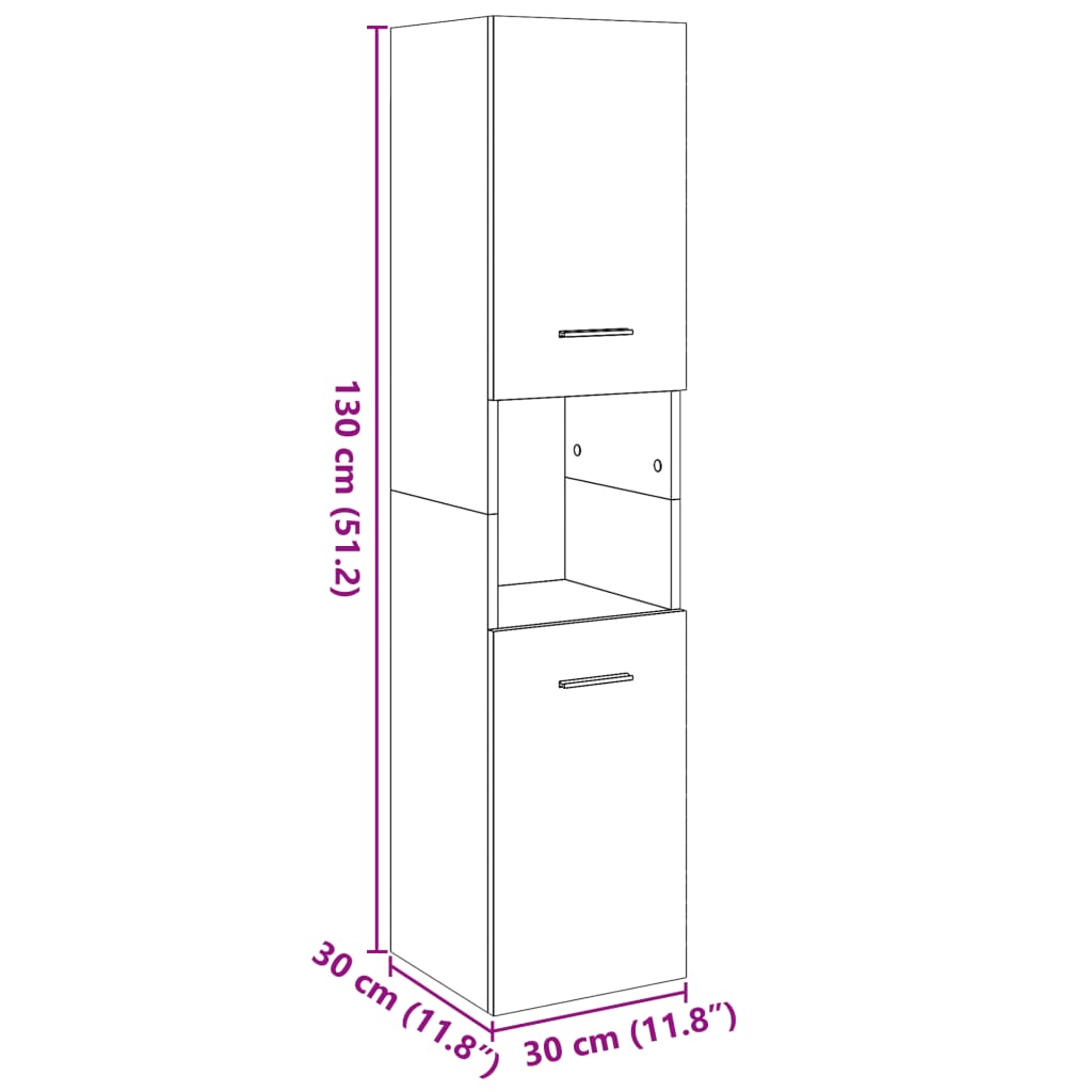 Bad-Hängeschrank Altholz-Optik 30x30x130 cm Holzwerkstoff