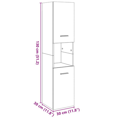 Bad-Hängeschrank Altholz-Optik 30x30x130 cm Holzwerkstoff