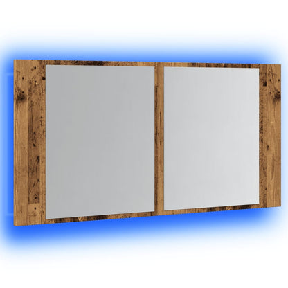 LED-Spiegelschrank Altholz-Optik 90x12x45 cm Holzwerkstoff