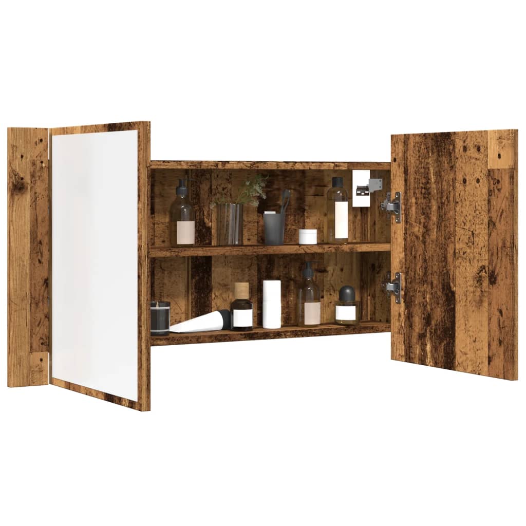 LED-Spiegelschrank Altholz-Optik 90x12x45 cm Holzwerkstoff