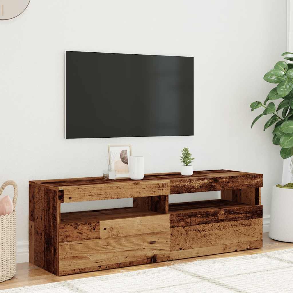 TV-Schrank mit LED Altholz-Optik 120x35x40 cm Holzwerkstoff