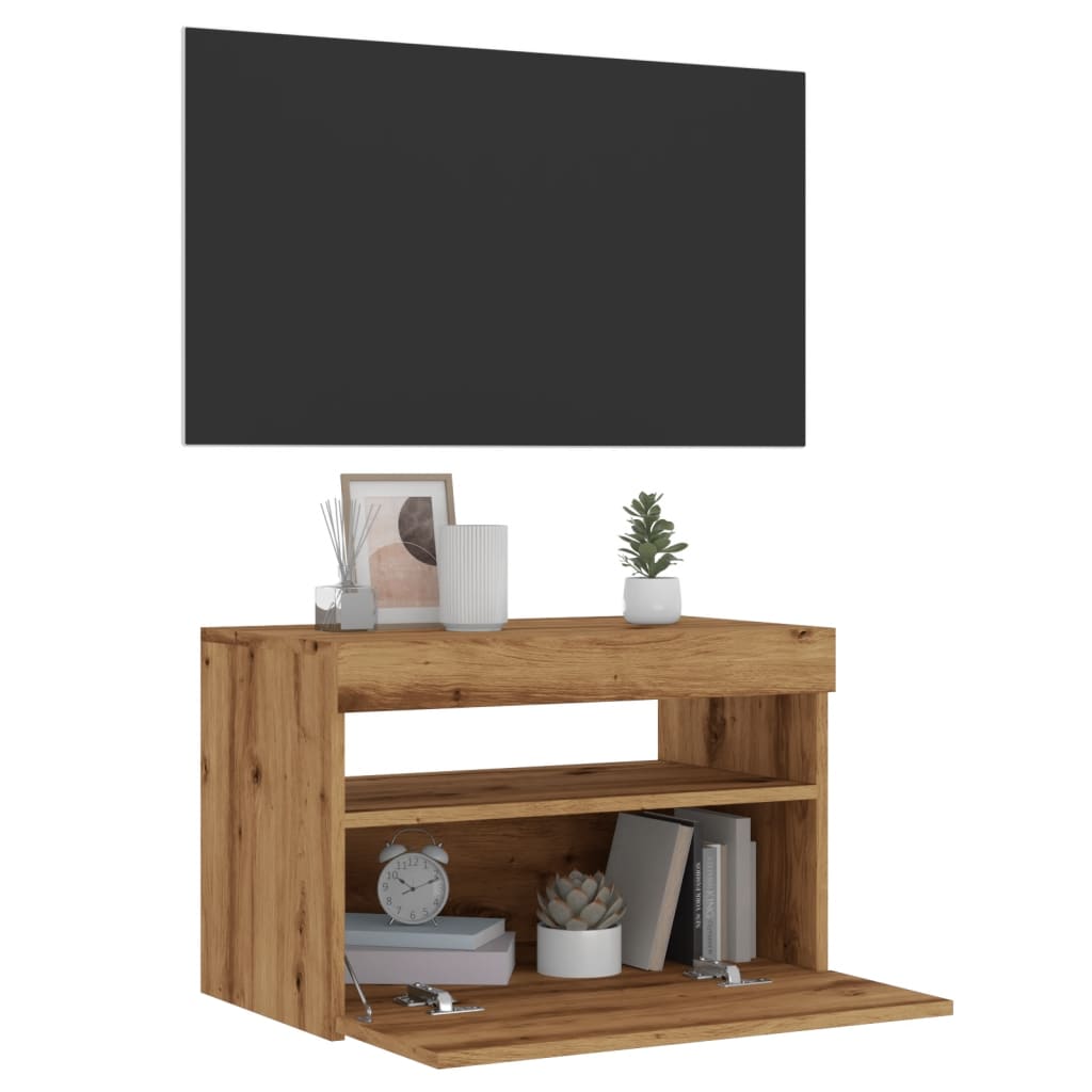 TV-Schrank mit LED-Leuchten Artisan-Eiche 60x35x40 cm