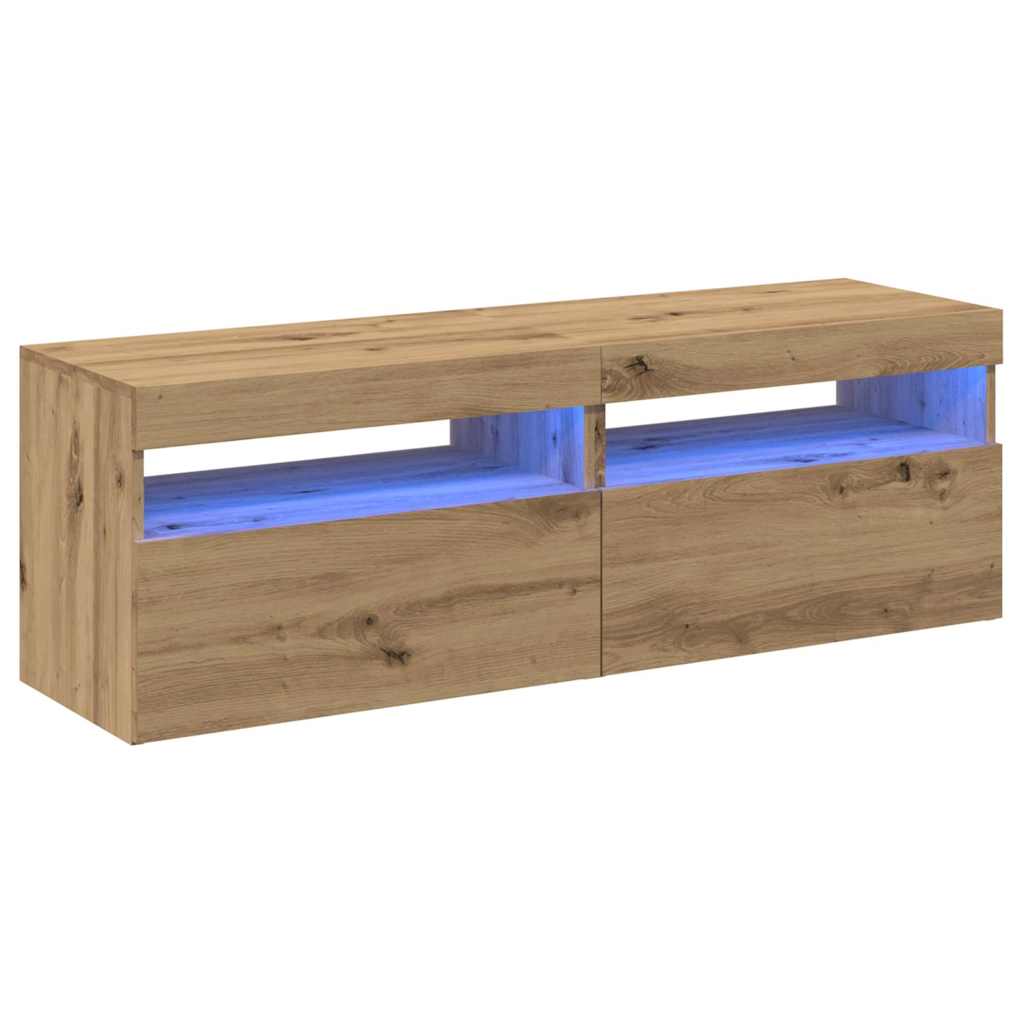 TV-Schränke mit LED-Leuchten 2 Stk. Artisan-Eiche Holzwerkstoff