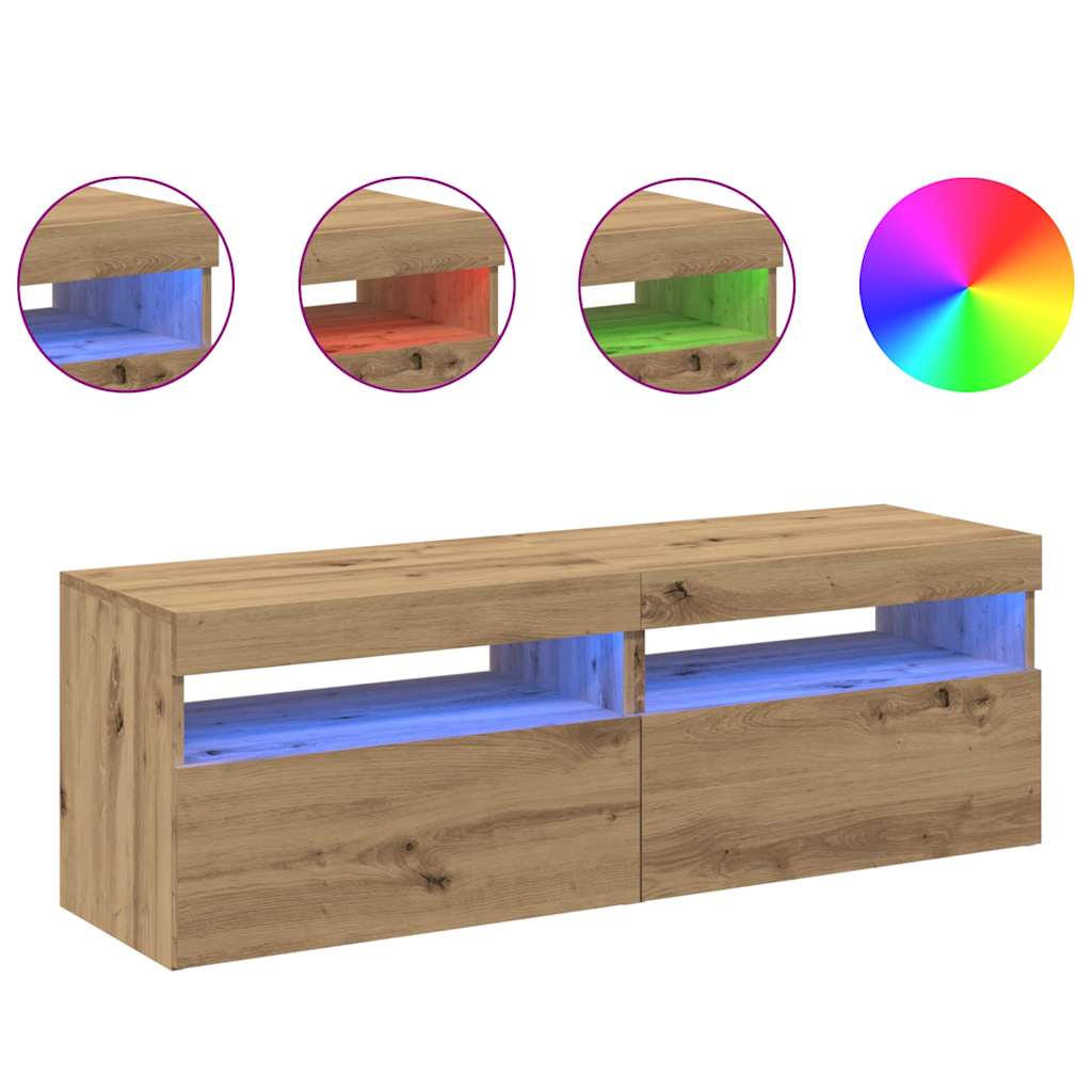 TV-Schränke mit LED-Leuchten 2 Stk. Artisan-Eiche Holzwerkstoff