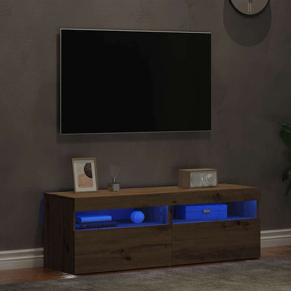 TV-Schränke mit LED-Leuchten 2 Stk. Artisan-Eiche Holzwerkstoff