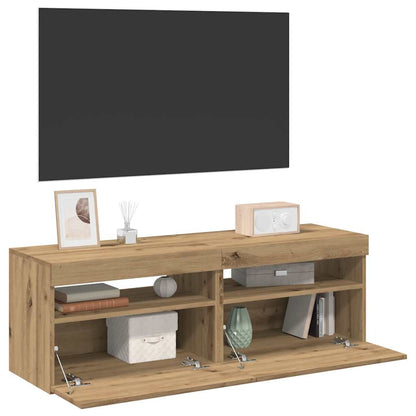 TV-Schränke mit LED-Leuchten 2 Stk. Artisan-Eiche Holzwerkstoff