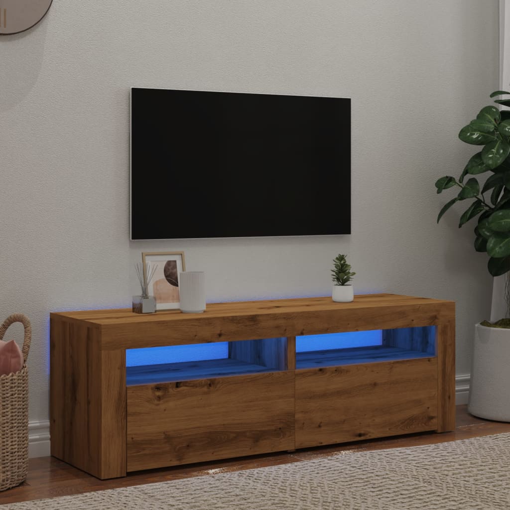 TV-Schrank mit LED Artisan-Eiche 120x35x40 cm Holzwerkstoff