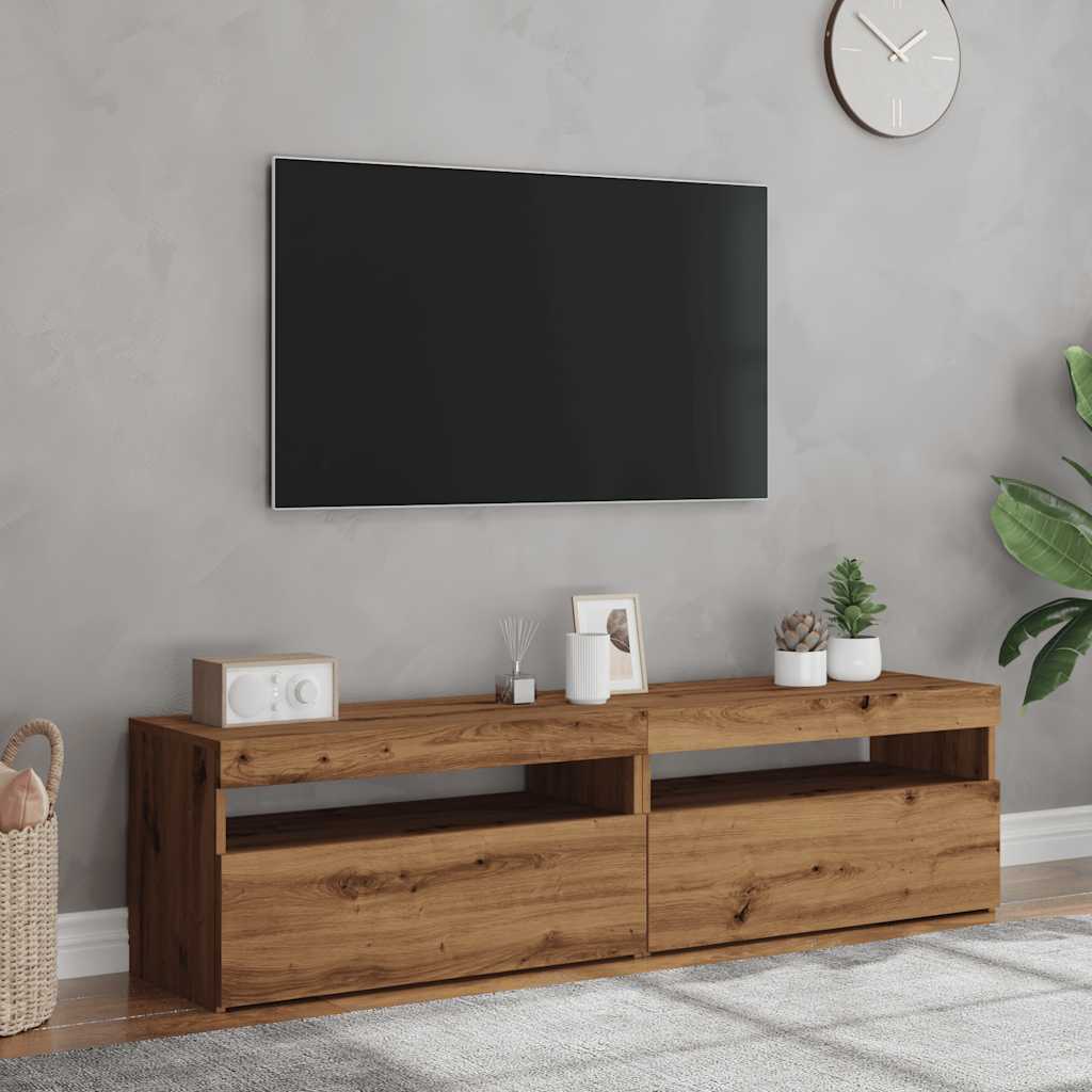 TV-Schränke mit LED-Leuchten 2 Stk. Artisan-Eiche Holzwerkstoff