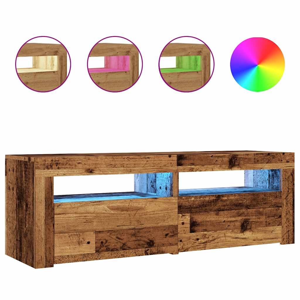 TV-Schrank mit LED Altholz-Optik 120x35x40 cm Holzwerkstoff