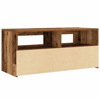 TV-Schrank mit LED-Leuchten Altholz-Optik 90x35x40 cm