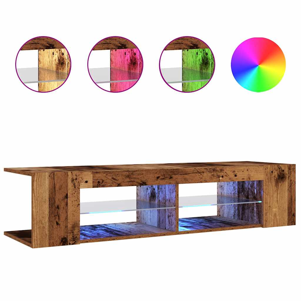 TV-Schrank mit LED-Leuchten Altholz-Optik 135x39x30 cm