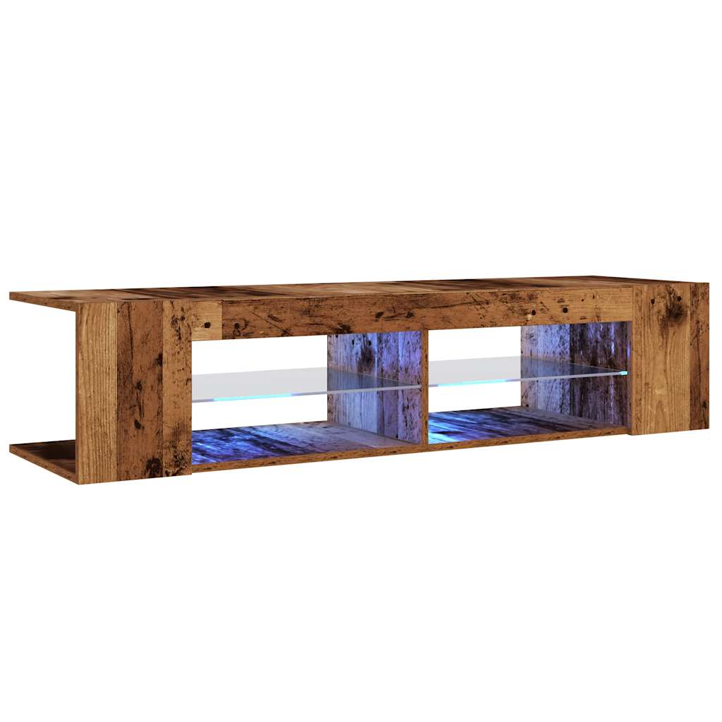 TV-Schrank mit LED-Leuchten Altholz-Optik 135x39x30 cm