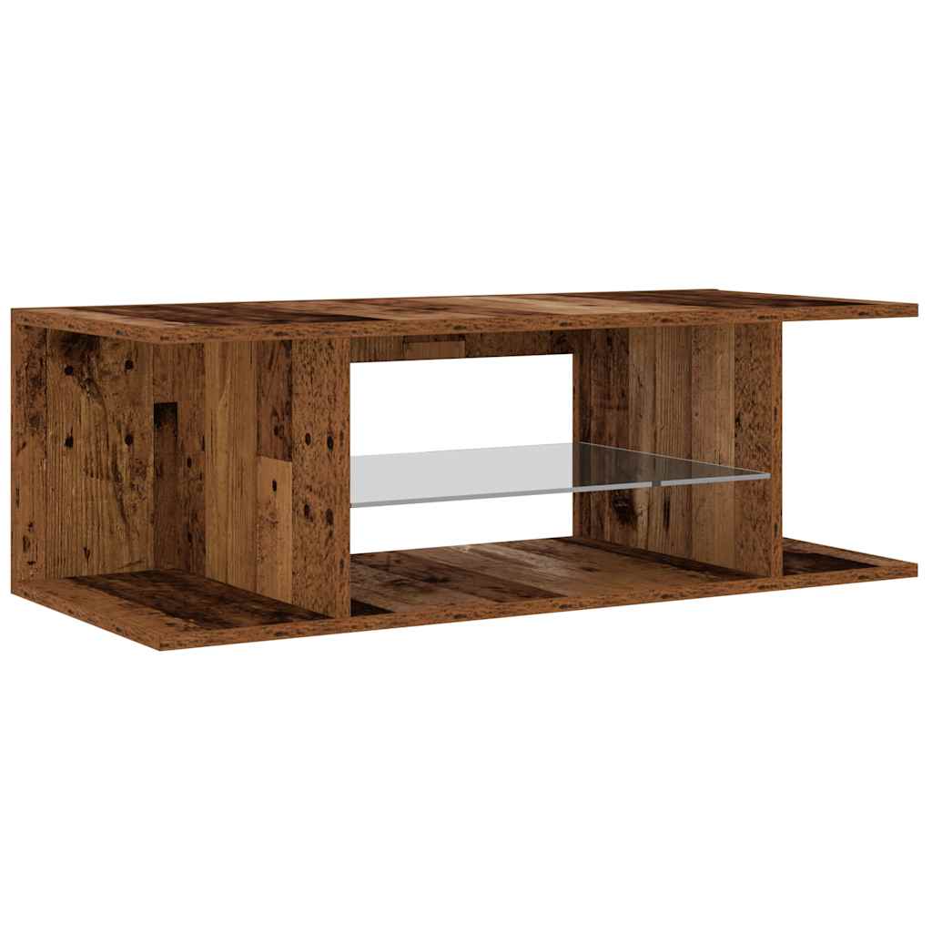 TV-Schrank mit LED-Leuchten Altholz-Optik 90x39x30 cm